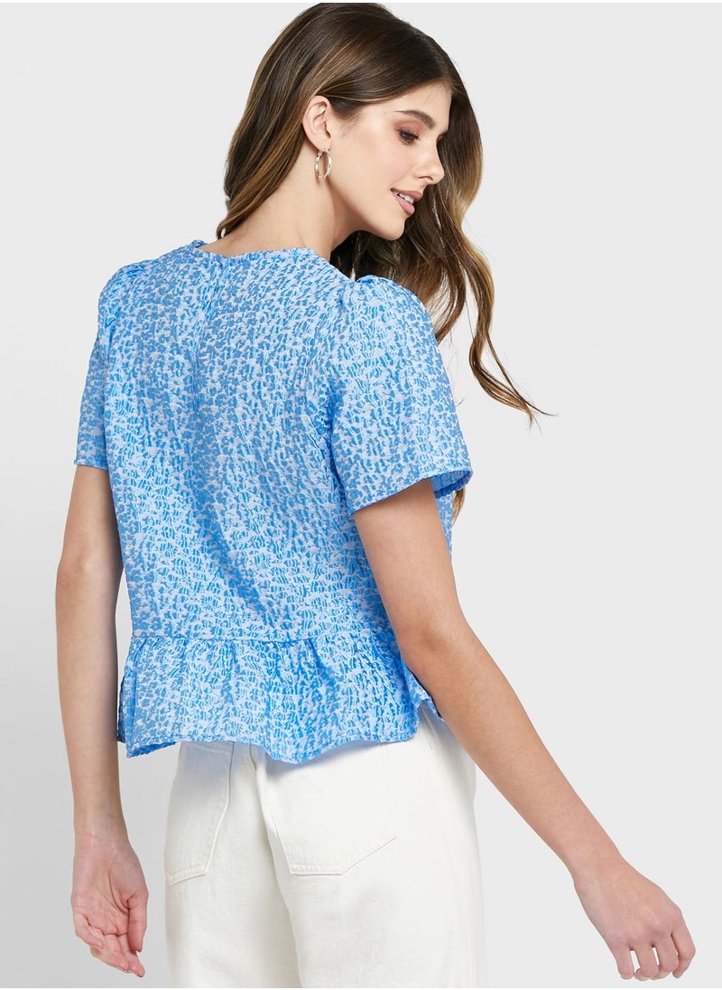 VERO MODA - Short Sleeve Peplum Top - Image 1