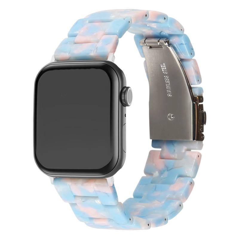 LL Blue Resin Bracelet Strap Smartwatch Band Compatible with Apple Watch with Adjustable Fit Replacement Strap for Daily Wear - Image 1