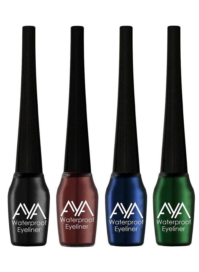 AYA Waterproof & Long Lasting Eyeliner Set Of 4 (Black Brown Blue Green) 20 Ml - Image 2