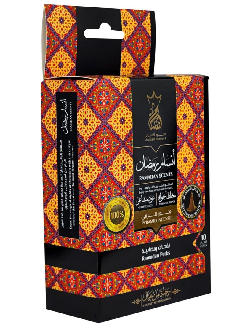 Ansaam Incenses Ansam Ramadan incense from Ansam contains luxurious pyramid incense, and there are 10 cones in the shape  - Image 1