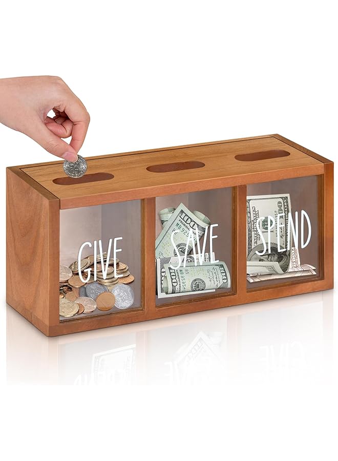 erorex Wooden Piggy Bank For Adults Kids Money Saving Box Sturdy Money Saving Jar For Cash Coin Visualized Piggy Bank For Bedroom Living Room Laundry Room Countertop Box For Change Storage - Image 1