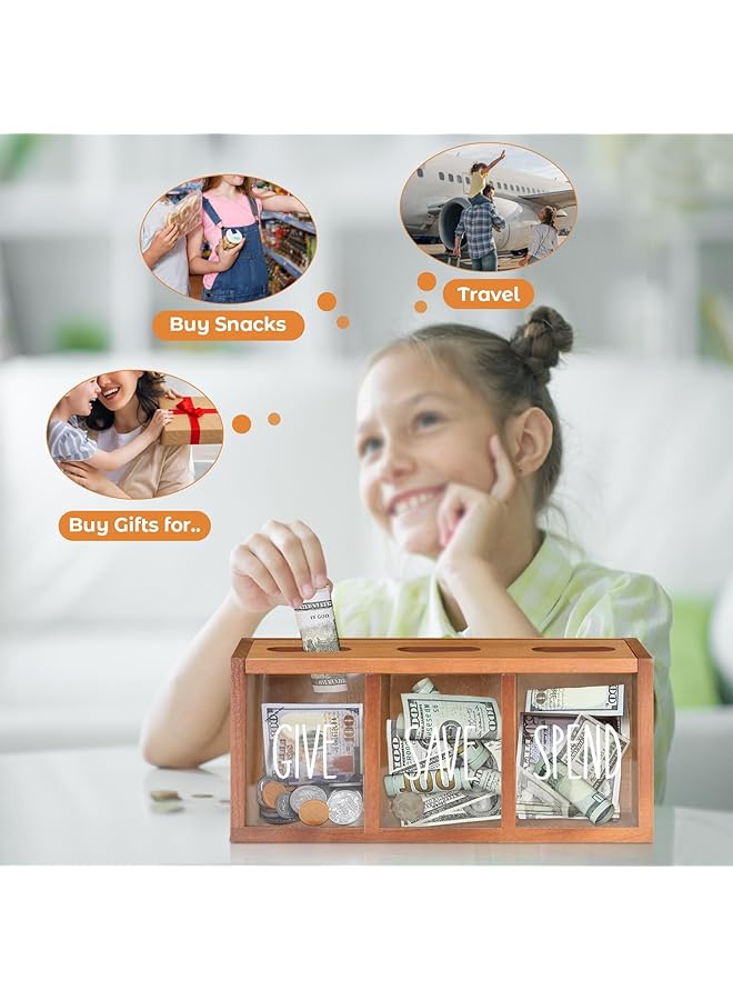 erorex Wooden Piggy Bank For Adults Kids Money Saving Box Sturdy Money Saving Jar For Cash Coin Visualized Piggy Bank For Bedroom Living Room Laundry Room Countertop Box For Change Storage - Image 2