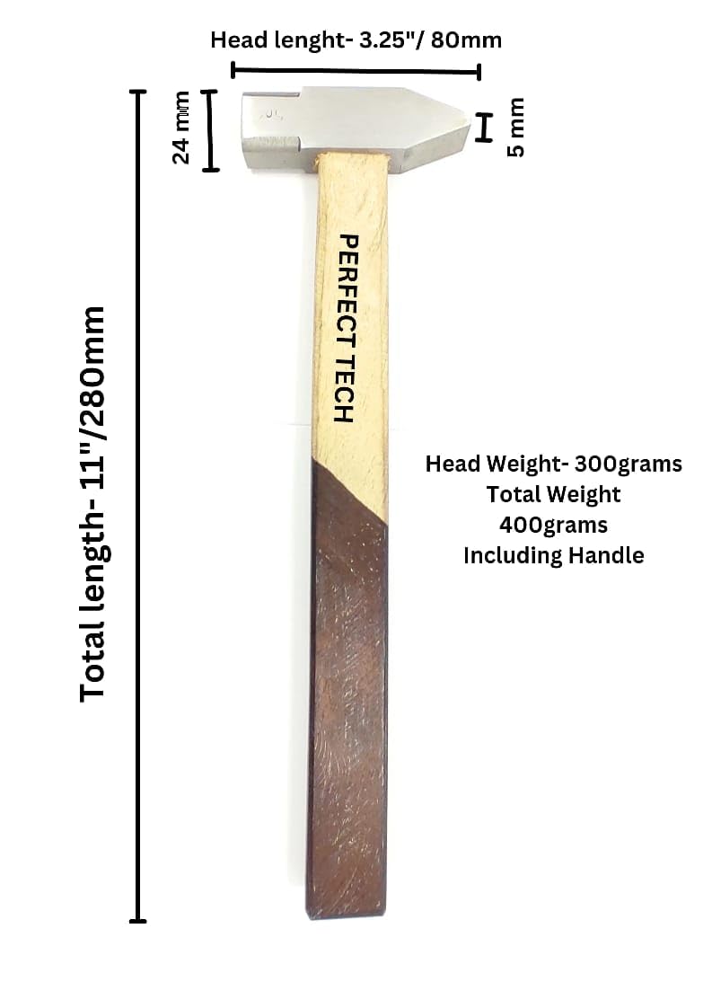 PERFECT TECH High Carbon Steel Hammer With Double Colour Wooden Handle (200gram Head) - Image 3