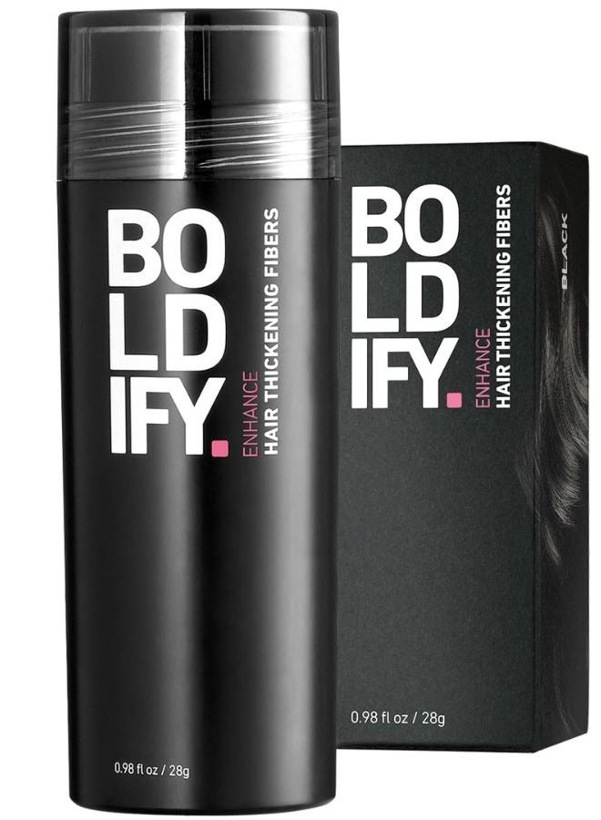 Boldify Superior Plant-Based Hair Thickening Fibers For Full Coverage – Completely Conceals Hair Loss, Thinning Areas, And Balding Spots With A Clump-Free, Seamless "Real Hair" Finish, Black (28G) - Image 1