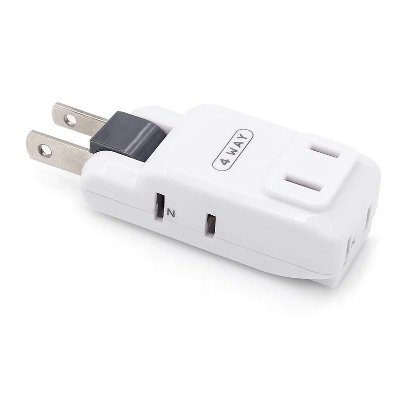 SYCON 4 Outlet Wall Adapter, 2-Prong Swivel Ungrounded Indoor AC Mini Plug Wall Tap - White - Image 1