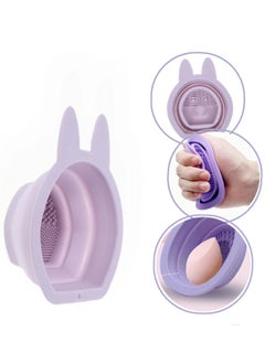 Generic 1  Pc Rabbit Silicone Scrubber Brush Cleaning Pad Foldable Makeup Brush Cleaners Makeup Puff Cleaners Bowl Makeup Brush Washing Tool Cosmetic Scrubber Mat Make up Carpet  - Image 1