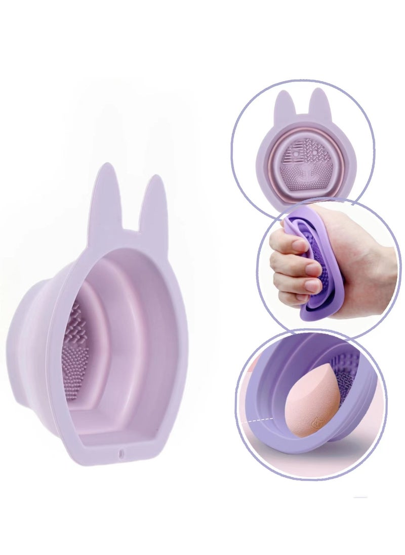 Generic - 1  Pc Rabbit Silicone Scrubber Brush Cleaning Pad Foldable Makeup Brush Cleaners Makeup Puff Cleaners Bowl Makeup Brush Washing Tool Cosmetic Scrubber Mat Make up Carpet - Image 1