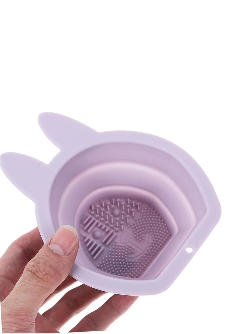 Generic - 1  Pc Rabbit Silicone Scrubber Brush Cleaning Pad Foldable Makeup Brush Cleaners Makeup Puff Cleaners Bowl Makeup Brush Washing Tool Cosmetic Scrubber Mat Make up Carpet - Image 1