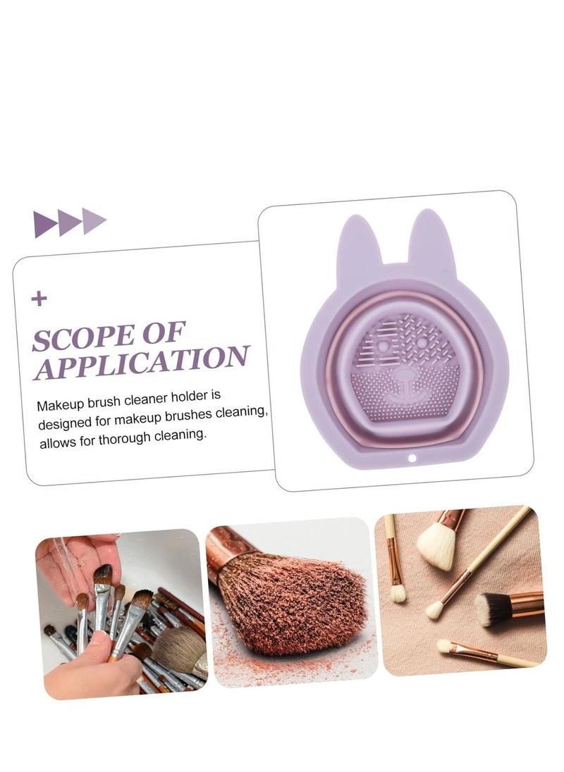 Generic - 1  Pc Rabbit Silicone Scrubber Brush Cleaning Pad Foldable Makeup Brush Cleaners Makeup Puff Cleaners Bowl Makeup Brush Washing Tool Cosmetic Scrubber Mat Make up Carpet - Image 1