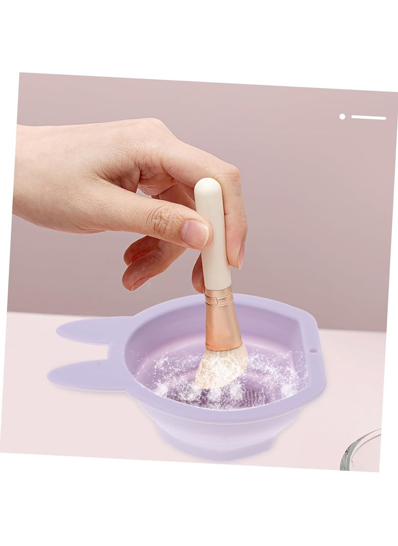 Generic - 1  Pc Rabbit Silicone Scrubber Brush Cleaning Pad Foldable Makeup Brush Cleaners Makeup Puff Cleaners Bowl Makeup Brush Washing Tool Cosmetic Scrubber Mat Make up Carpet - Image 1