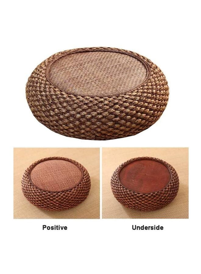 يُسلِّم وسادة أرضية دائرية مصنوعة يدوياً من التاتامي، وسادة تأمل منسوجة يدوياً من التاتامي، وسادة تأمل يوغا زن منسوجة يدوياً للتاتامي، للجلوس على الأرض أو النافذة (المقاس: 60 × 17 سم) - Image 3