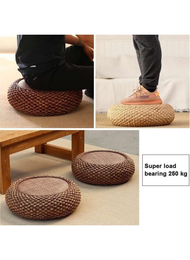 يُسلِّم وسادة أرضية دائرية مصنوعة يدوياً من التاتامي، وسادة تأمل منسوجة يدوياً من التاتامي، وسادة تأمل يوغا زن منسوجة يدوياً للتاتامي، للجلوس على الأرض أو النافذة (المقاس: 60 × 17 سم) - Image 4