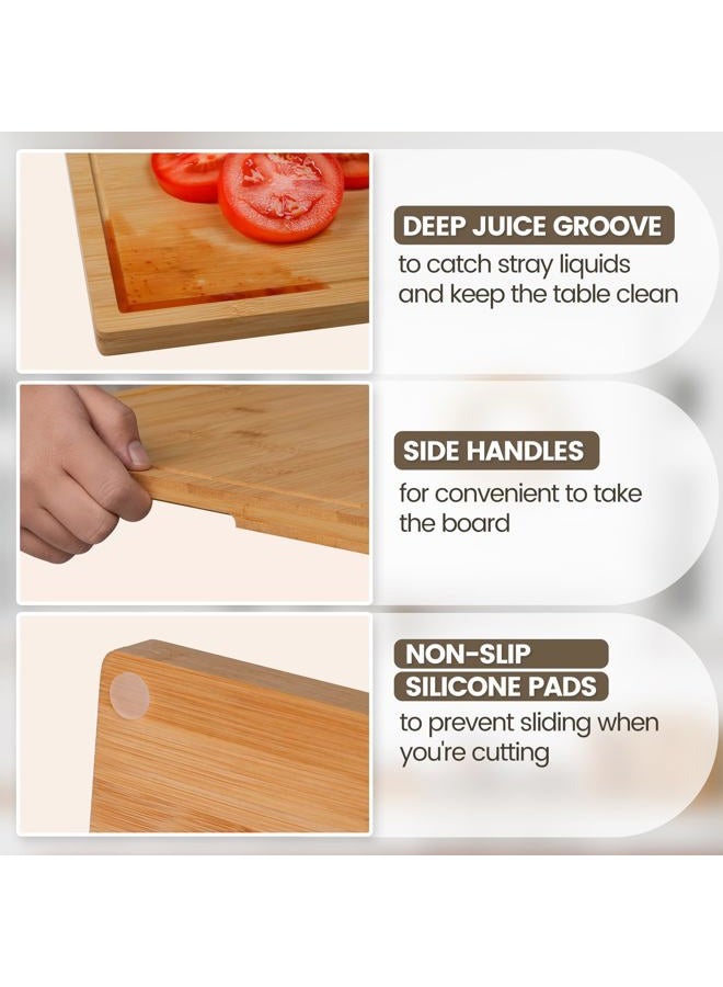 Kikcoin Bamboo Cutting Board with Holder, 2XL, Kikcoin - Image 4