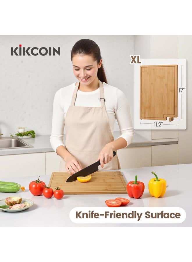 Kikcoin Bamboo Cutting Board with Holder, 2XL, Kikcoin - Image 5