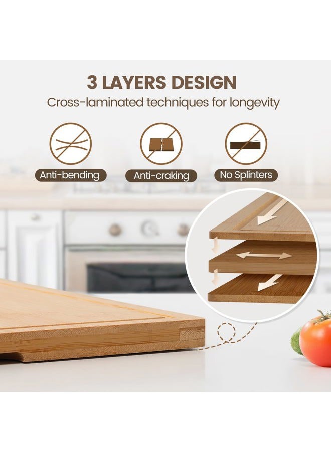 Kikcoin Bamboo Cutting Board with Holder, 2XL, Kikcoin - Image 3