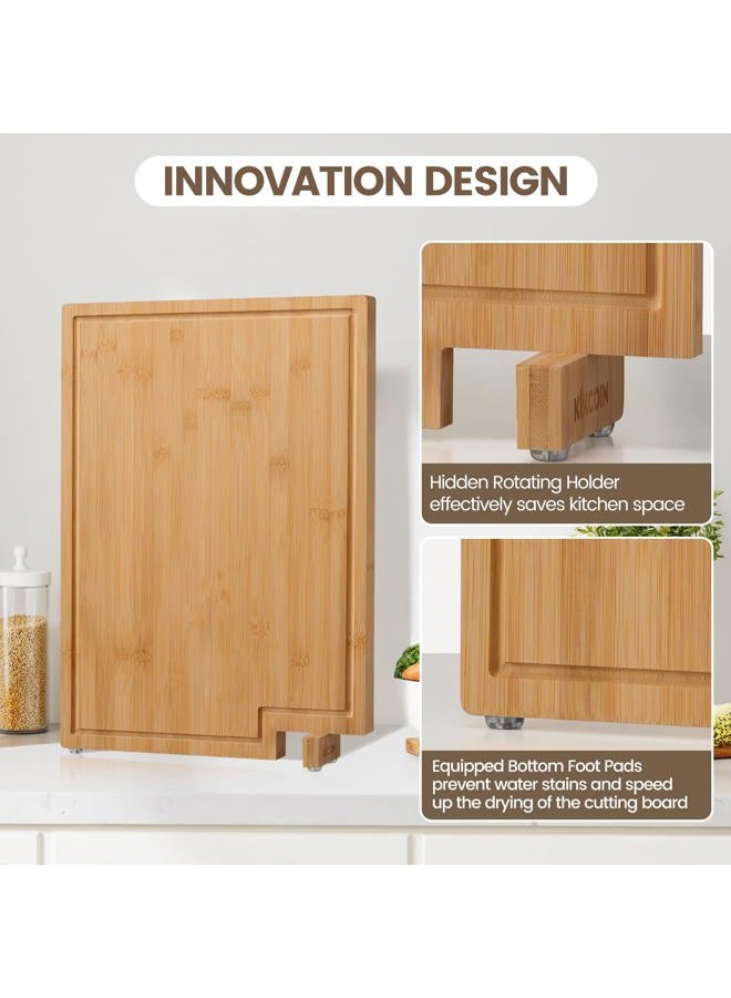 Kikcoin Bamboo Cutting Board with Holder, 2XL, Kikcoin - Image 2