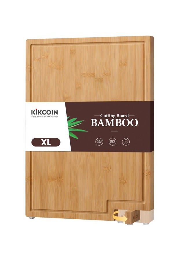 Kikcoin Bamboo Cutting Board with Holder, 2XL, Kikcoin - Image 1
