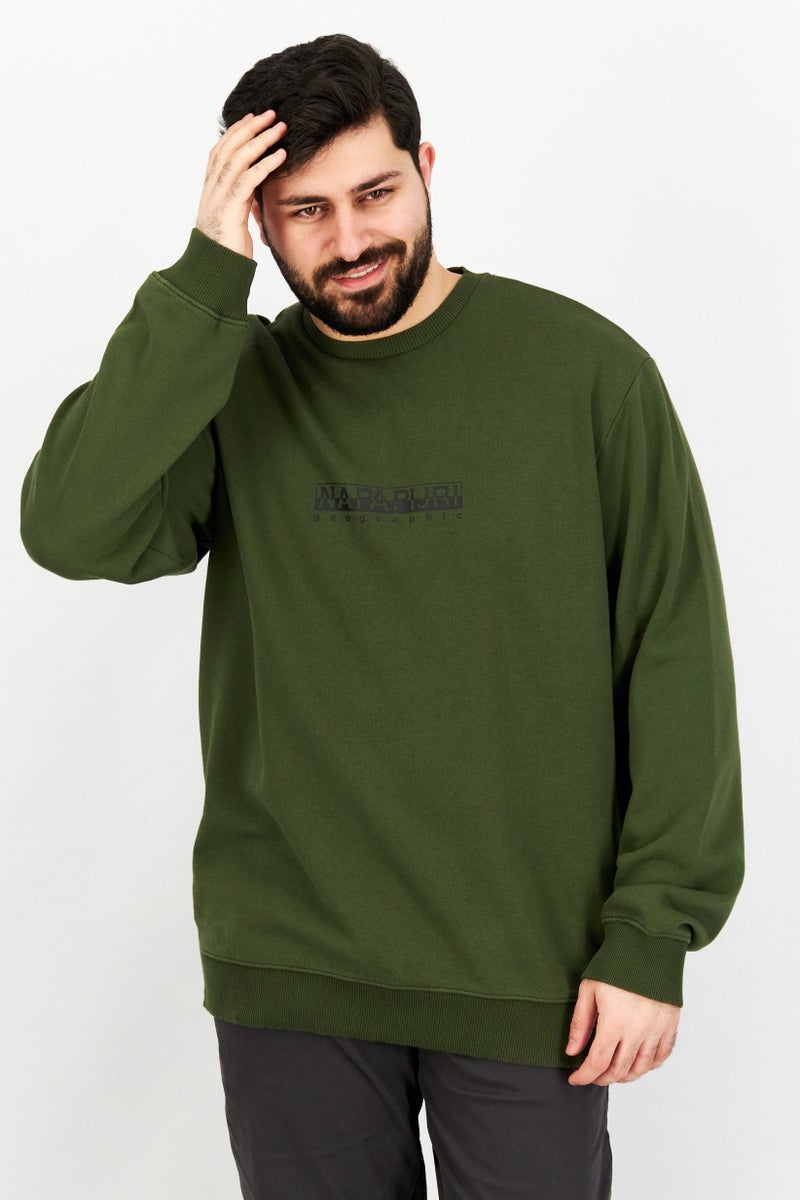 Napapijri Men Crewneck Brand Logo Sweatshirt, Green - Image 1