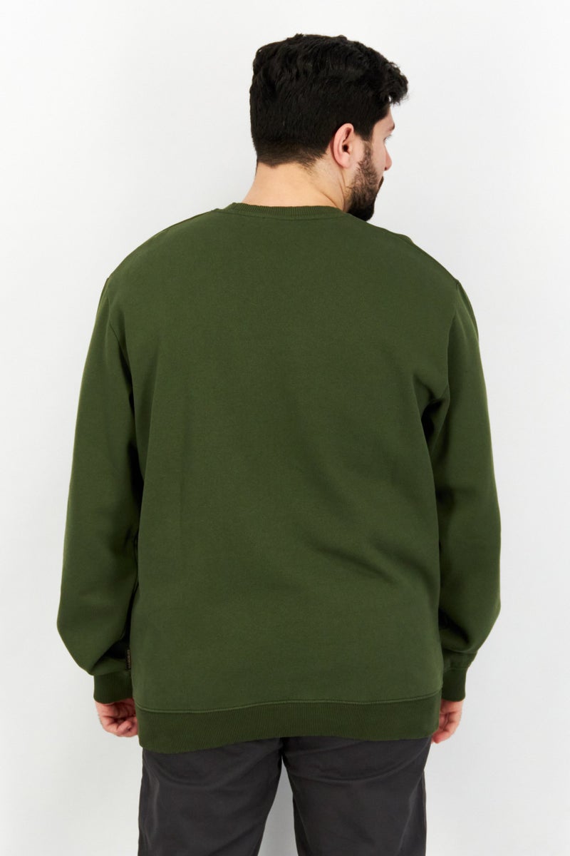 Napapijri Men Crewneck Brand Logo Sweatshirt, Green - Image 2