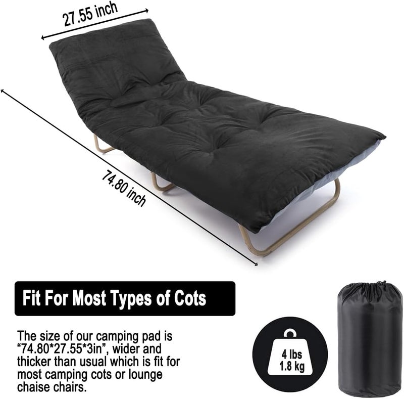 SWTMERRY Sleeping Cot Pads (75" x 28") with Elastic Straps Portable for Outdoor & Hiking, Cotton Soft Thick Camping Cot Pad,Waterproof - Image 2