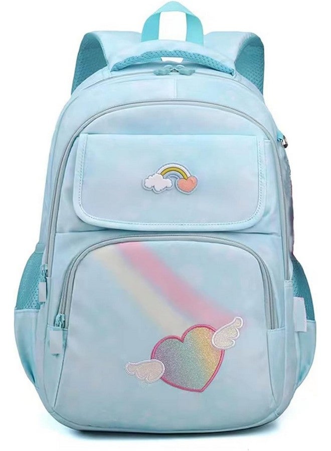 AREO Backpack For Girls | Waterproof Teen Backpacks | Princess School Bag | Cute Travel Daypack Stylish And Trendy College Bag For Girls | Collage Backpack (Blue Rainbow) - Image 1