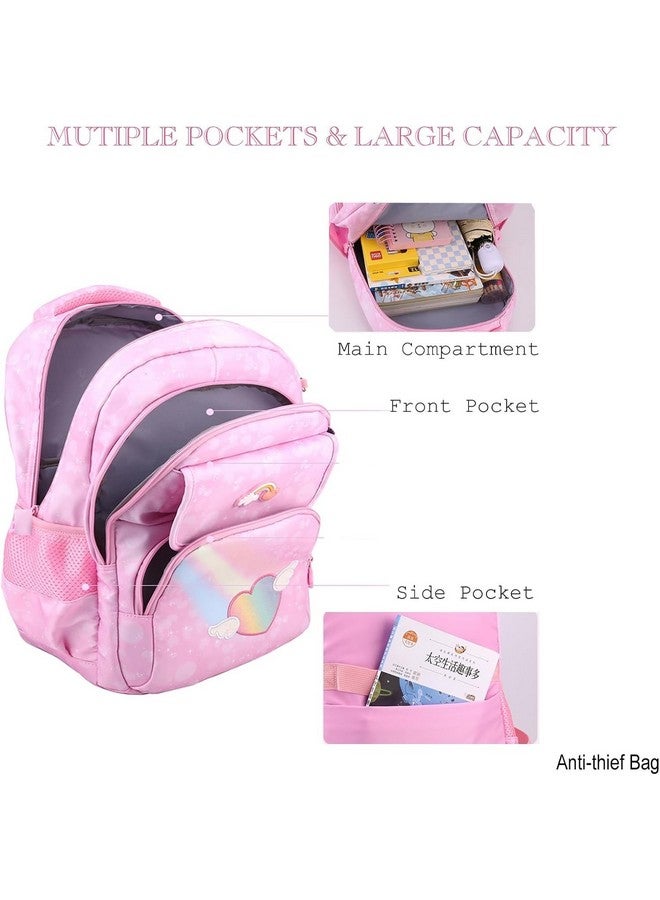 AREO Backpack For Girls | Waterproof Teen Backpacks | Princess School Bag | Cute Travel Daypack Stylish And Trendy College Bag For Girls | Collage Backpack (Blue Rainbow) - Image 5