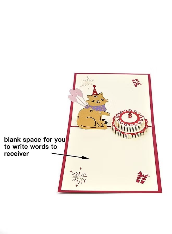 3D Cat Design Birthday Cake Cards,Paper Pop Up Birthday Cards, Funny Birthday Gifts,Handmade Greeting Cards for Cat Lovers, Greeting Cards for Mother's Day,Teacher's Day, Anniversary - Image 4