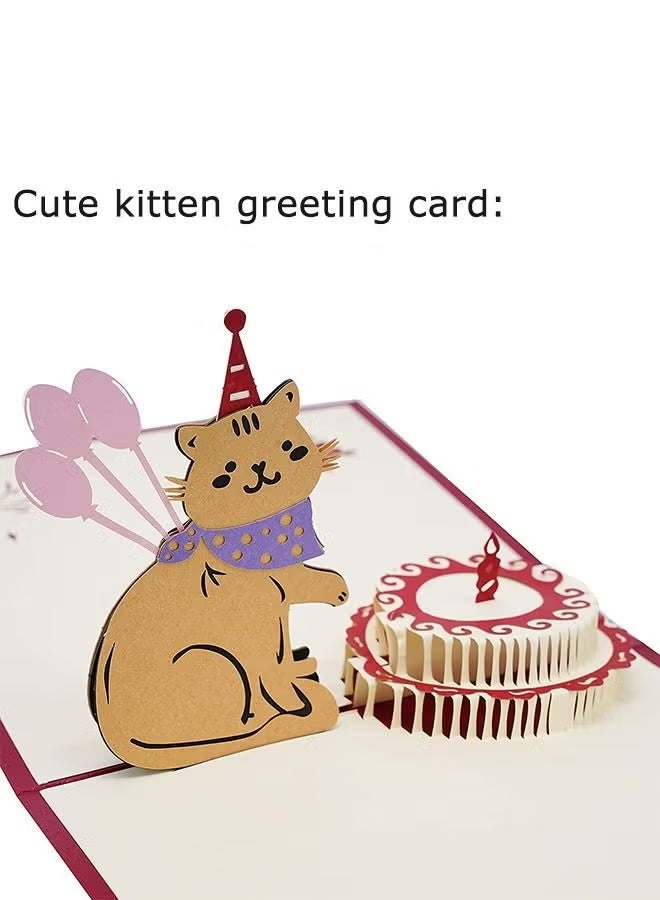 3D Cat Design Birthday Cake Cards,Paper Pop Up Birthday Cards, Funny Birthday Gifts,Handmade Greeting Cards for Cat Lovers, Greeting Cards for Mother's Day,Teacher's Day, Anniversary - Image 5