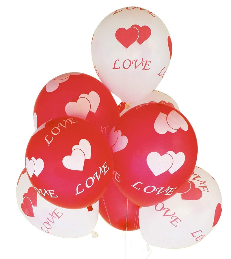 Evisha Love Red 12" Heart Print Latex Balloons 50pcs| Gift for Valentine| Valentine Gift | Valentines Day Gift |Valentines Day Decoration Items| Party Decoration Items - Image 2