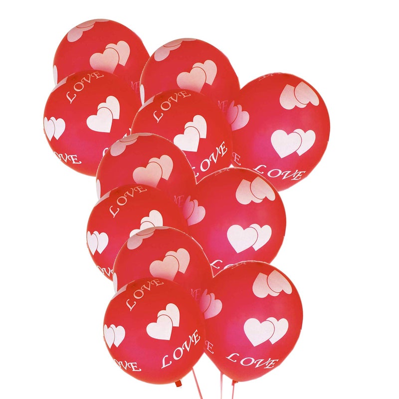 Evisha Love Red 12" Heart Print Latex Balloons 50pcs| Gift for Valentine| Valentine Gift | Valentines Day Gift |Valentines Day Decoration Items| Party Decoration Items - Image 3