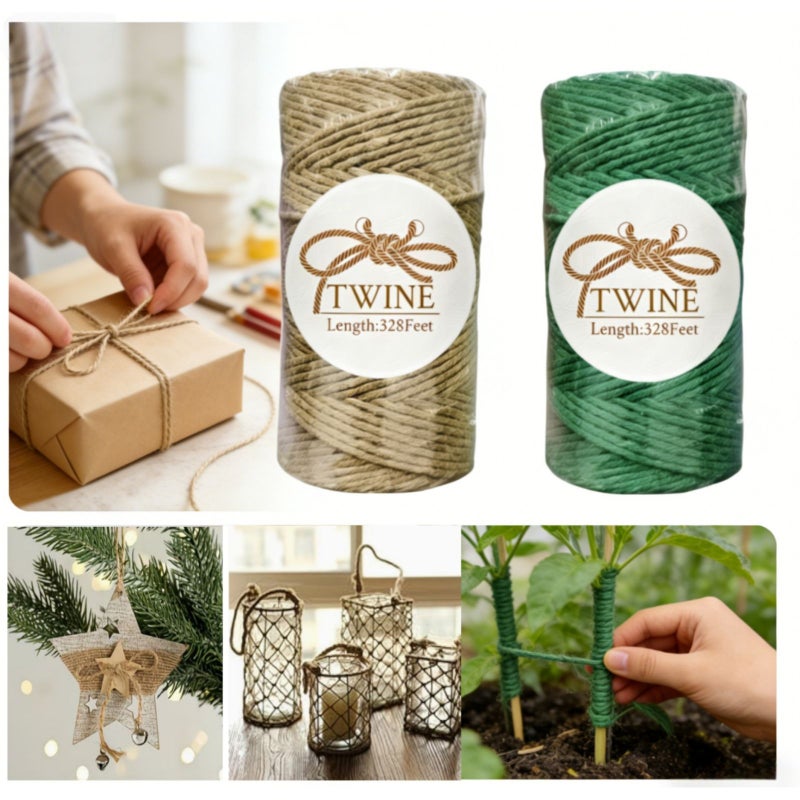 Vintage Jute Braiding Cord 328Ft 2Mm Retro Brown for Gift Tags Crafts Decor - Image 4