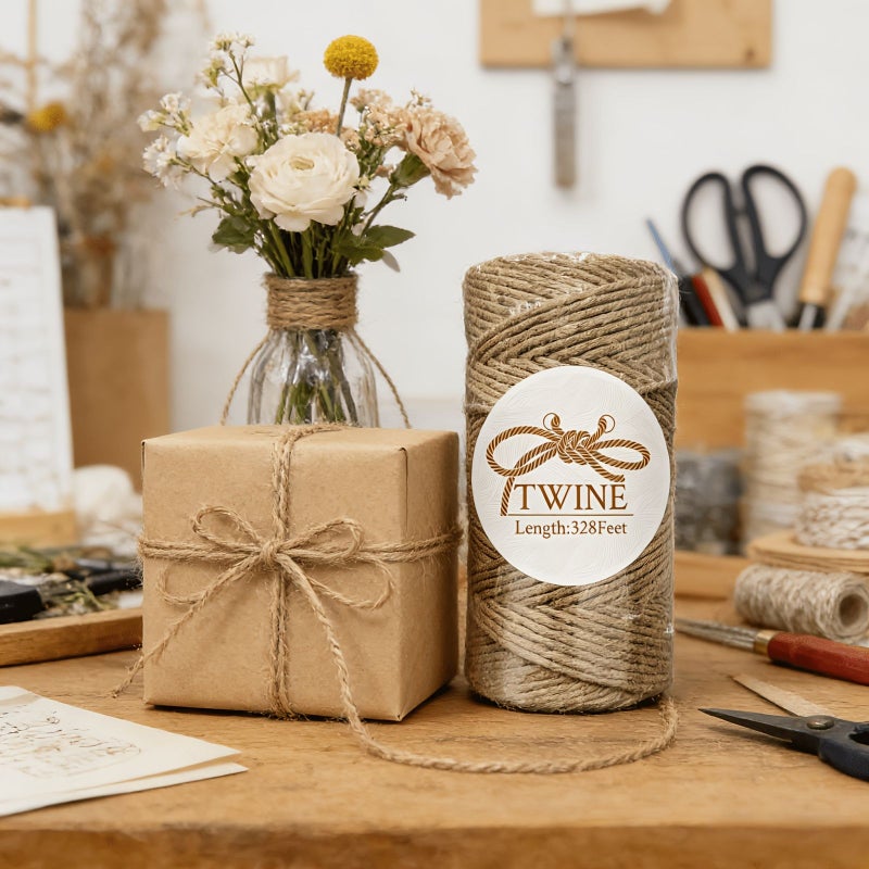 Vintage Jute Braiding Cord 328Ft 2Mm Retro Brown for Gift Tags Crafts Decor - Image 1