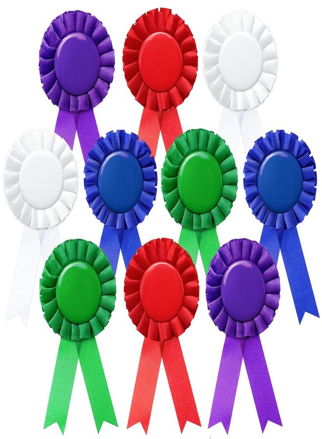 Koceci 10 PCS Blank Award Ribbons, 1st Place Ribbon Winner Victory Participation Ribbon, Rosette Award Ribbons Prize Ribbons for Sport Event, School, Contest (Colorful) - Image 1