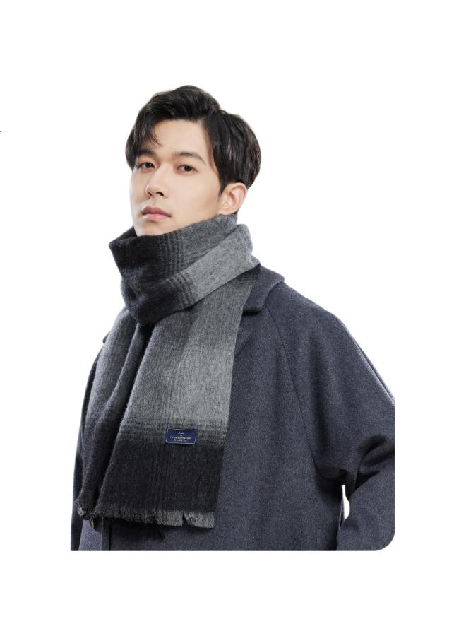 JIUMU Pure Wool Scarf For Men, Autumn And Winter Men'S Scarf, Warm Neck Warmer, Birthday And Christmas Gift For Men, Gift Box Packaging - Image 1