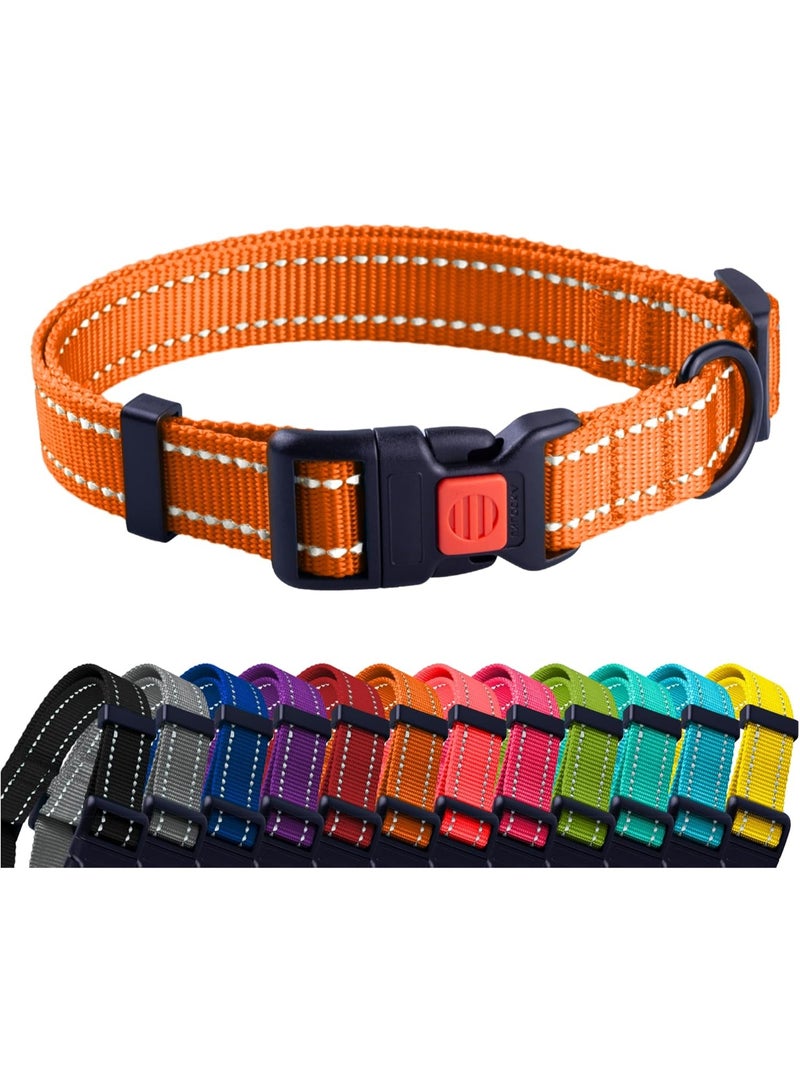 CollarDirect Reflective Dog Collar for a Small, Medium, Large Dog or Puppy with a Quick Release Buckle - Boy and Girl - Nylon Suitable for Swimming (12-16 Inch, Orange) - Image 1