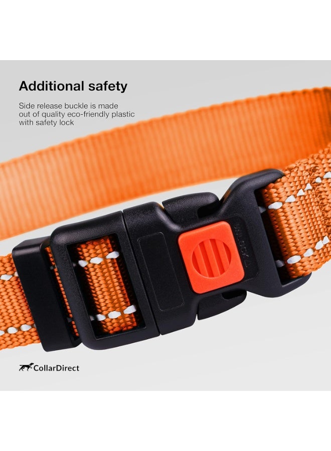 CollarDirect Reflective Dog Collar for a Small, Medium, Large Dog or Puppy with a Quick Release Buckle - Boy and Girl - Nylon Suitable for Swimming (12-16 Inch, Orange) - Image 3