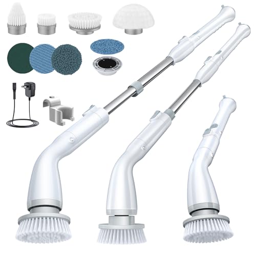 LABIGO Electric Spin Scrubber, Cordless Cleaning Brush Scrubber with 7 Replaceable Brush Heads and Adjustable Extension Handle, IPX7 Waterproof Power Cleaning Brush for Bathroom Tub Floor Tile Shower - Image 1