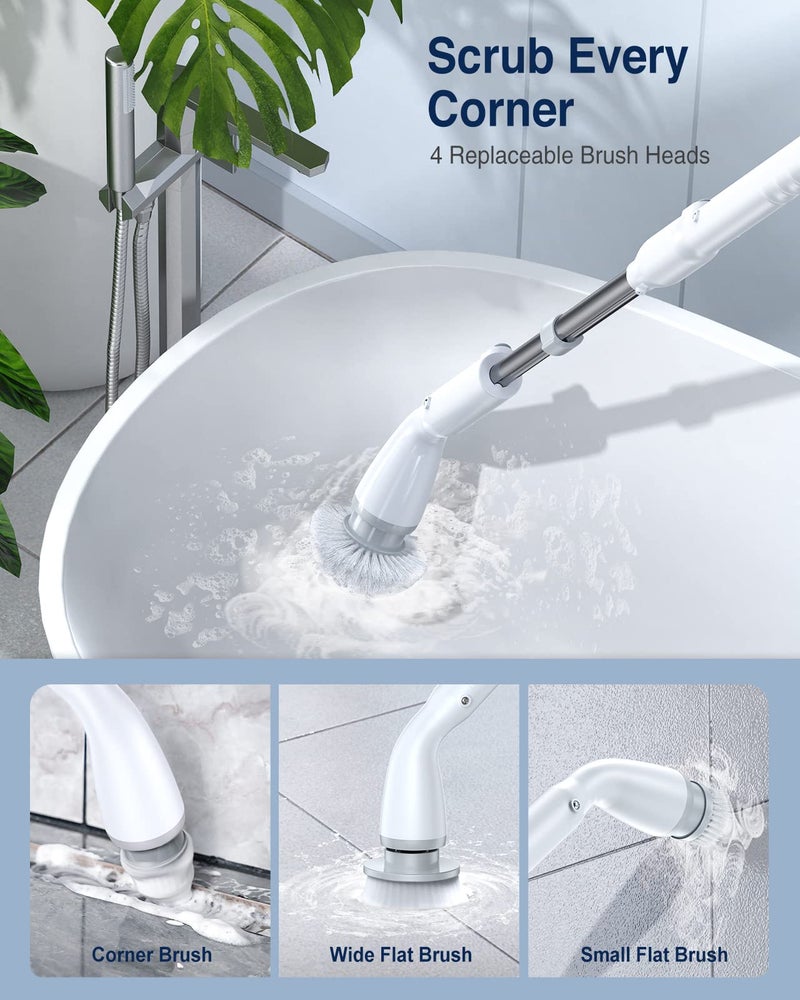 LABIGO Electric Spin Scrubber, Cordless Cleaning Brush Scrubber with 7 Replaceable Brush Heads and Adjustable Extension Handle, IPX7 Waterproof Power Cleaning Brush for Bathroom Tub Floor Tile Shower - Image 5