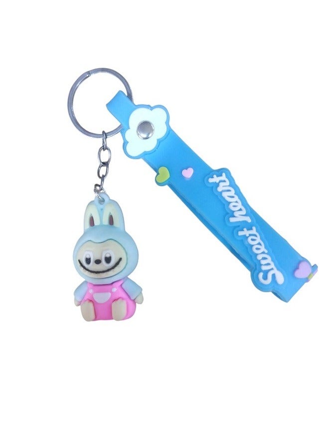 Labubu Toy Keychain Cartoon 3D Plastic Lovely Keychain (Assorted Color)