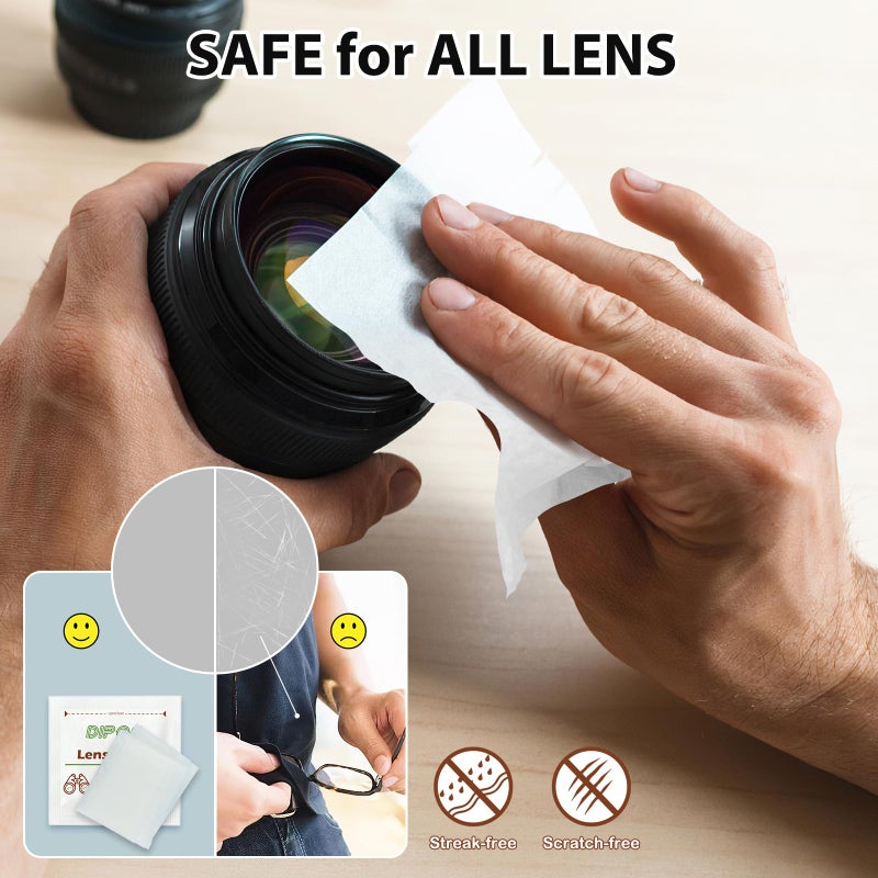 Dipoo 200 Count Lens Wipes for Eyeglasses, Eye Glasses Cleaner Wipes Pre-moistened Individually Wrapped Sracth-Free Streak-Free Eyeglasses Cleaning for Sunglass, Camera Lens, Goggles - Image 3