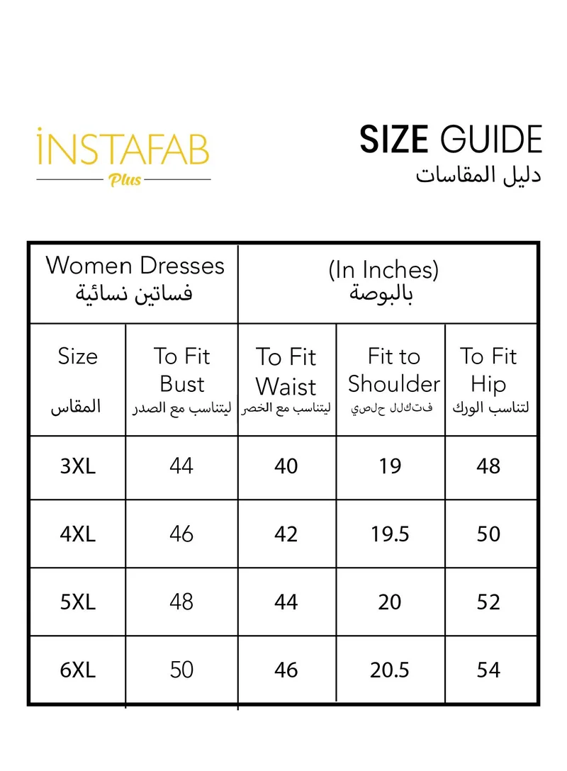 Instafab Plus  Women's Chalk White Contrast-Foliage Midi Dress for Women | Best Price UAE