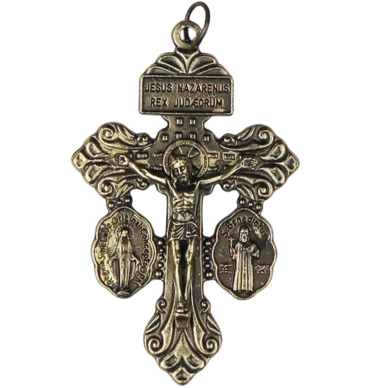 Needzo Bronze Pardon Crucifix with Miraculous and St Benedict Medal Catholic Charm for Devotionals 2 18 Inches - Image 3