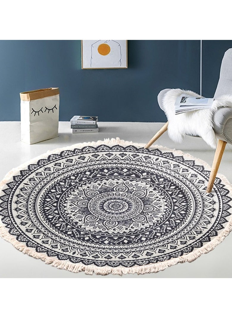 Loquat Imitation Cashmere Circular Fringe Carpet 