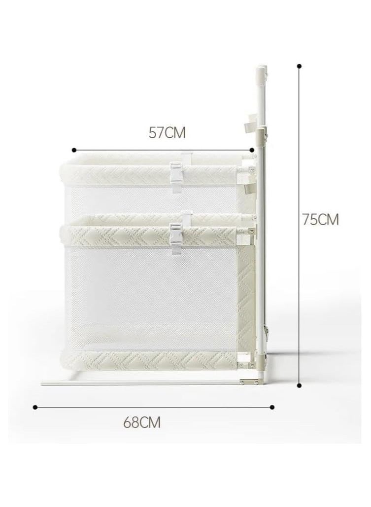 ياميم سرير أطفال Yameem 3 في 1 بجانب السرير، سرير أطفال شبكي جيد التهوية مع سهولة ربطه بسرير الوالدين، سرير أطفال بجانب السرير، سرير محمول (أبيض) - Image 4