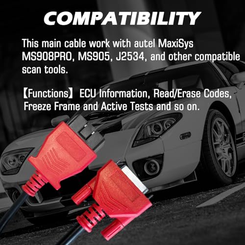 VZG Main Test Cable for Autel, 16 Pin to DB26 Connector OBD2 Diagnostic Test Cable, Work with Scanner for MaxiSys MS908PRO/MS905/J2534 and Other Scan Tool - Image 2