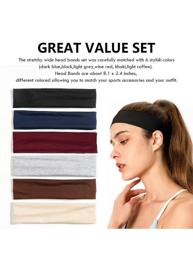 Aaiffey Headbands For Women 6 Pcselastic Nonslip Head Bands Stretchy Soft Cloth Sweat Headband Yoga Running Sport Fashion Hair Accessories - Image 2