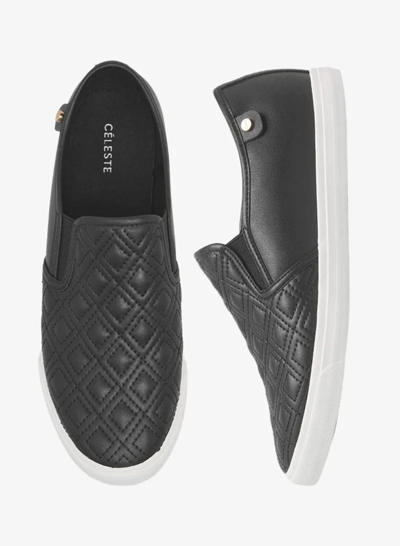 Quilted Slip-On School Loafers