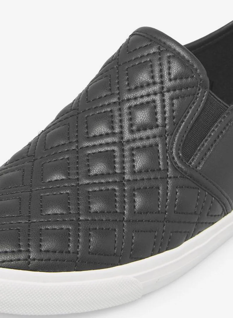 Celeste BLACK Quilted Slip-On School Loafers for Women | Best Price UAE