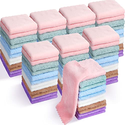 Chumia 96 Pack Baby Washcloths Bulk 10 x 10 Inch Soft Microfiber Coral Fleece Baby Face Towels Absorbent Wash Cloths for Newborn and Toddler,Gentle on Sensitive Skin for Face Body(Multicolor) - Image 1