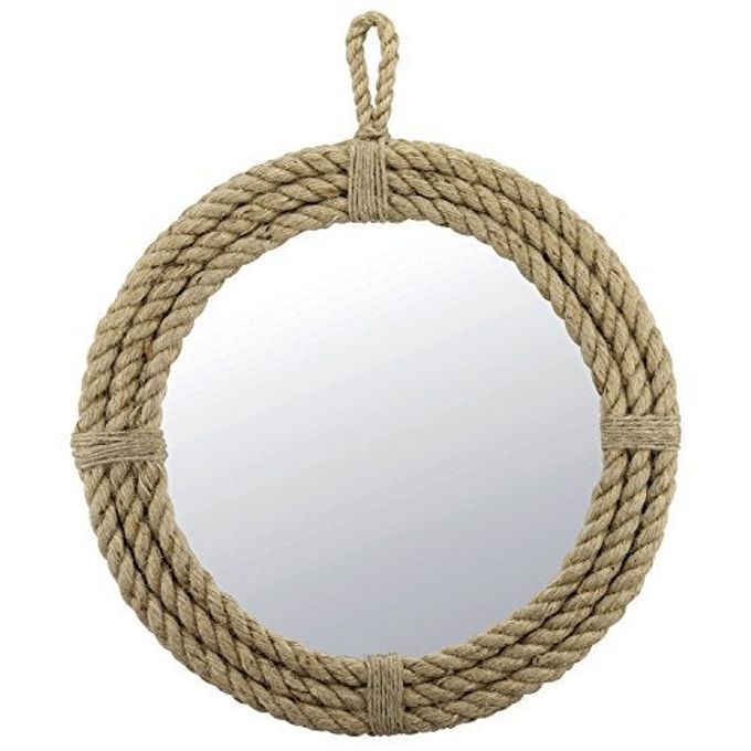 Stonebriar Vintage Nautical 16.5" Round Wall Mirror with Rope Wrapped Trim and Hanging Loop, Decorative Rustic Decor for the Living Room, Bedroom, Bathroom, and Entryway - Image 4